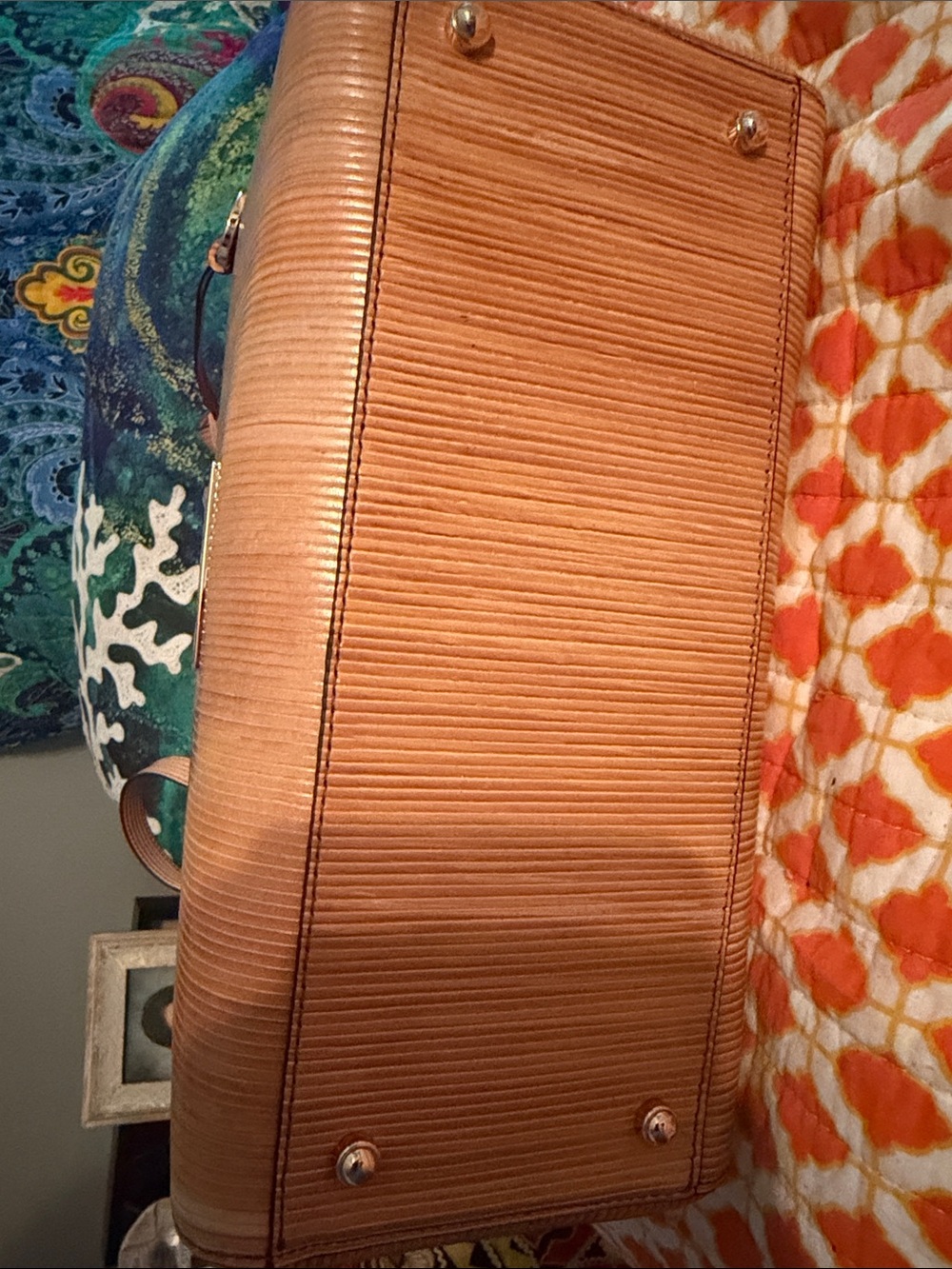 Brahmin Tan Vertical-Textured Leather Tote - Picture 14 of 15